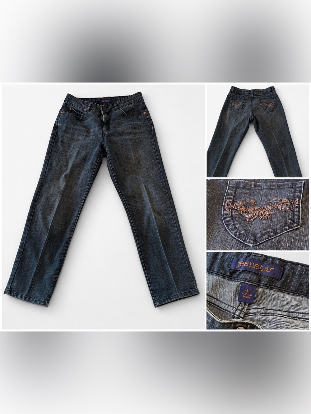Jeanstar Women’s 12P Dark Wash Embroidered Pocket Stretch Jeans Petite